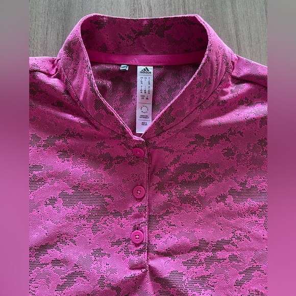 Adidas Golf Top - Fuchsia Color & Sheer - Size Large - Picture 2 of 11